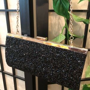 Elegant Black Beaded Clutch purse